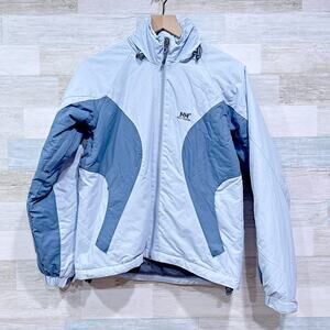 Helly Hansen Insulated Ski Jacket Blue Hooded Full Zip Nylon Winter Womens XS